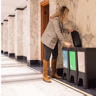 Afvalscheidingsunit met drie compartimenten